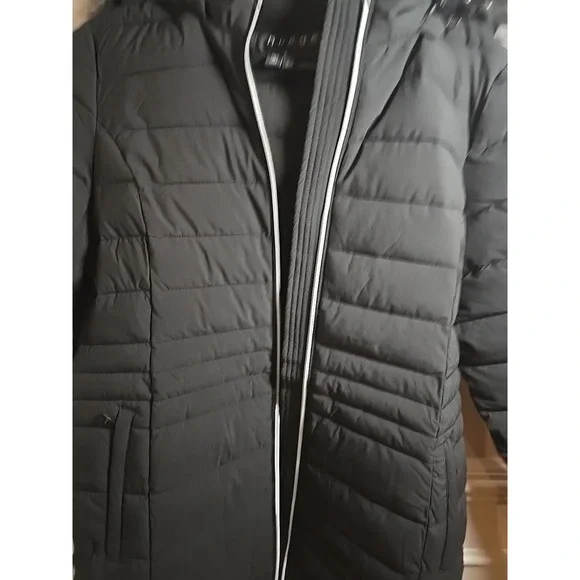 NuAge Women's Jacket Sz S/P Regular Stretch Puffer Coat w Removable Hood Black - Picture 8 of 15